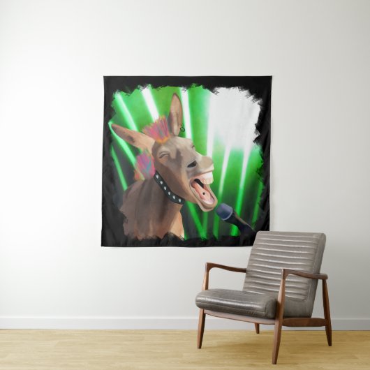 Grappige Rockstar Donkey Wandkleed (In situ)
