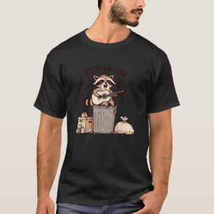 Grappige Rocky Raccoon Gitaar Spelen Raccoon Muzie T-shirt