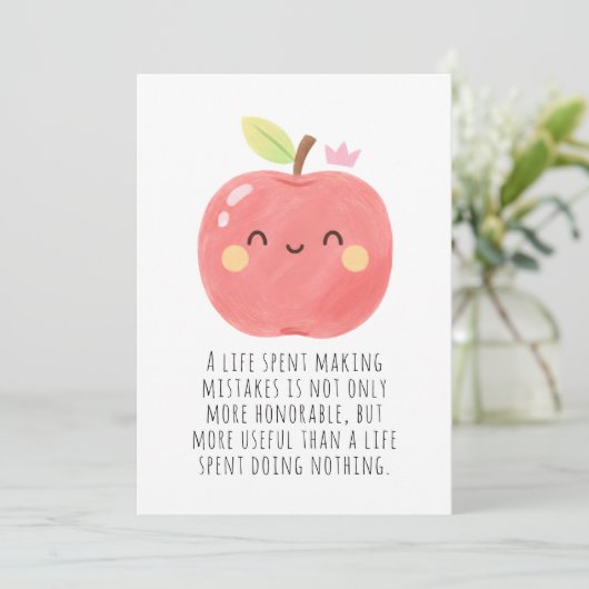 Grappige Rode Appel Eet een Rode Appel Dag Bedankkaart (Staand voorkant)