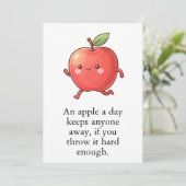 Grappige Rode Appel Eet een Rode Appel Dag Bedankkaart (Staand voorkant)