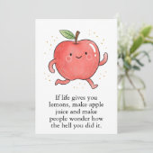 Grappige Rode Appel Eet een Rode Appel Dag Bedankkaart (Staand voorkant)