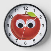 Grappige rode appel met beweegbare ogen wandklok (Voorkant)