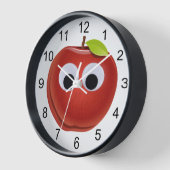 Grappige rode appel met beweegbare ogen wandklok (Hoek)