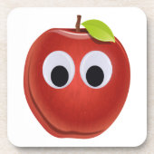 Grappige rode appel met Googly Eyes Bier Onderzetter (Voorkant)