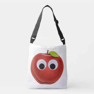 Grappige rode appel met Googly Eyes Crossbody Tas