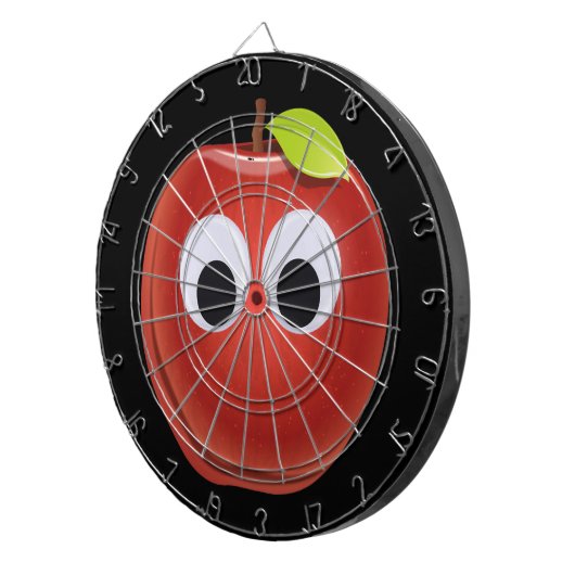 Grappige rode appel met Googly Eyes Dartbord (Voorkant Rechts)