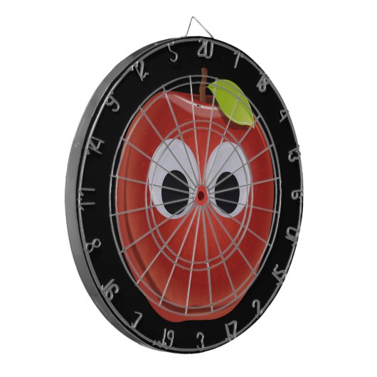 Grappige rode appel met Googly Eyes Dartbord (Voorkant Links)