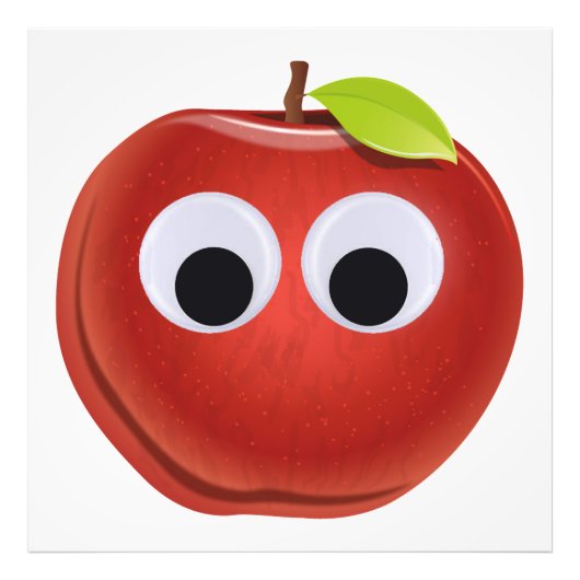 Grappige rode appel met Googly Eyes Foto Afdruk (Voorkant)