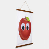 Grappige rode appel met Googly Eyes Hangend Wandkleed (Gebogen)