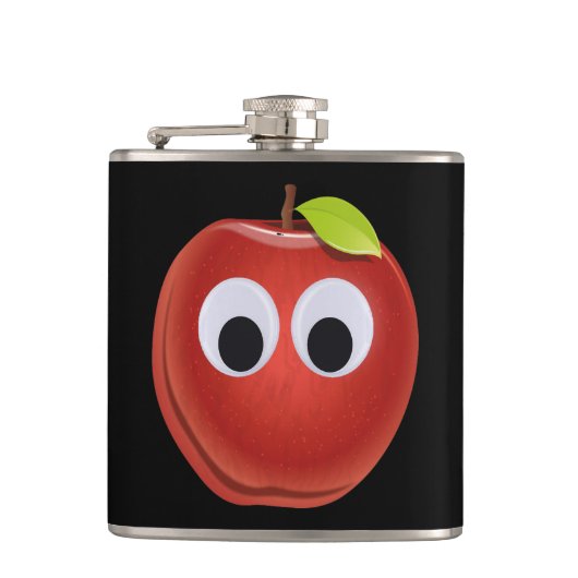 Grappige rode appel met Googly Eyes Heupfles (Voorkant)
