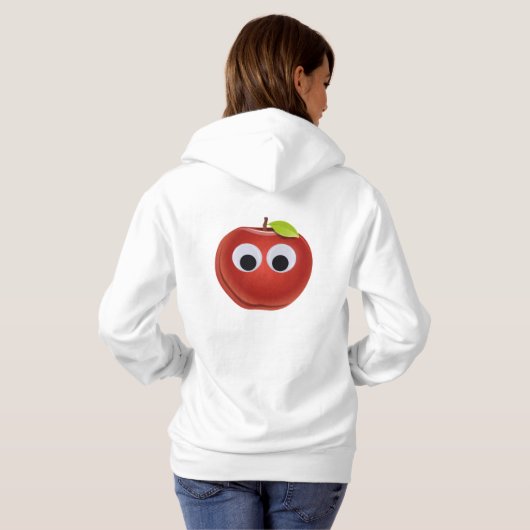 Grappige rode appel met Googly Eyes Hoodie (Achterkant volledig)