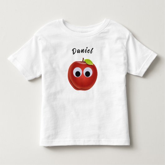 Grappige rode appel met Googly Eyes Kinder Shirts (Voorkant)