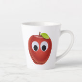 Grappige rode appel met Googly Eyes Latte Mok (Rechts)