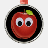 Grappige rode appel met Googly Eyes Metalen Ornament (Voorkant)