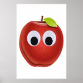 Grappige rode appel met Googly Eyes Poster (Voorkant)