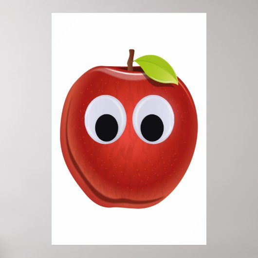 Grappige rode appel met Googly Eyes Poster (Voorkant)