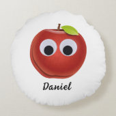 Grappige rode appel met Googly Eyes Rond Kussen (Achterkant)