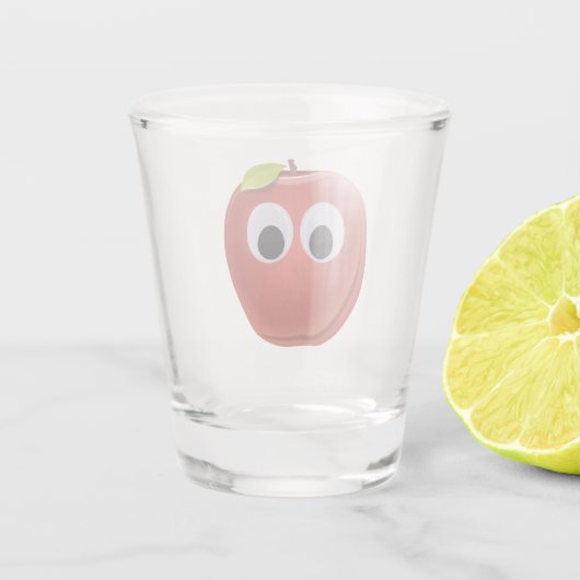Grappige rode appel met Googly Eyes Shot Glas (Achterkant)