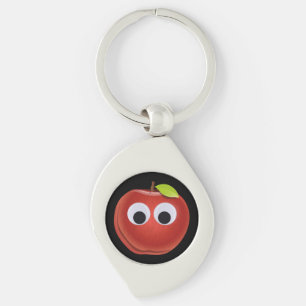 Grappige rode appel met Googly Eyes Sleutelhanger