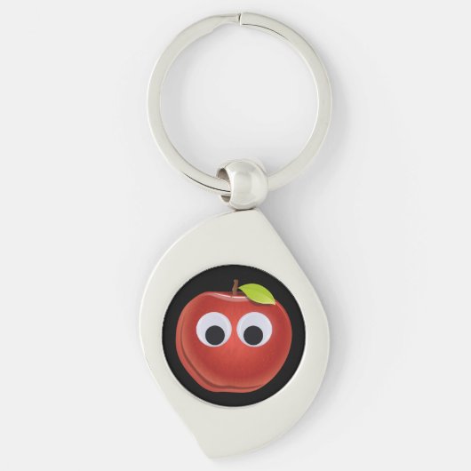 Grappige rode appel met Googly Eyes Sleutelhanger (Voorkant)