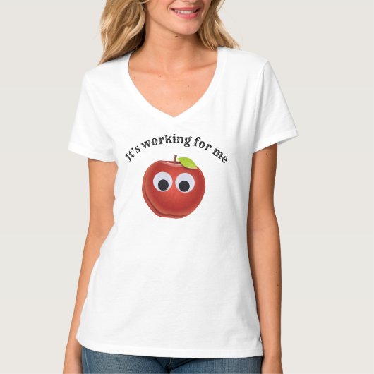 Grappige rode appel met Googly Eyes T-shirt (Voorkant)