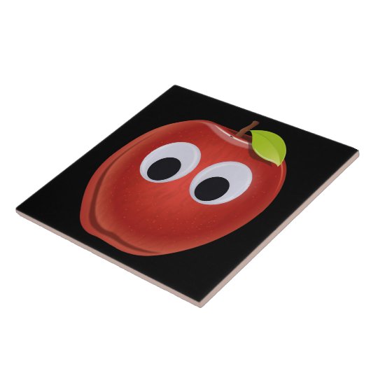 Grappige rode appel met Googly Eyes Tegeltje (Zijkant)