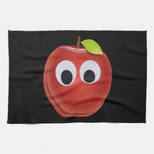 Grappige rode appel met Googly Eyes Theedoek
