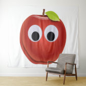 Grappige rode appel met Googly Eyes Wandkleed (In Situ (horizontaal))