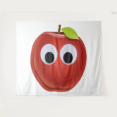 Grappige rode appel met Googly Eyes Wandkleed (Voorkant (horizontaal))