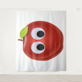 Grappige rode appel met Googly Eyes Wandkleed (Voorkant)