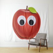 Grappige rode appel met Googly Eyes Wandkleed (In Situ (horizontaal))