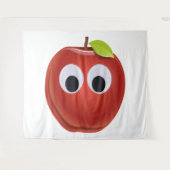 Grappige rode appel met Googly Eyes Wandkleed (Voorkant (horizontaal))
