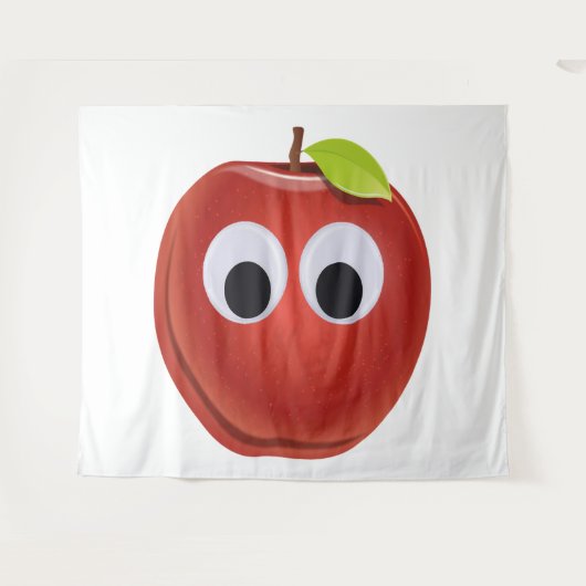 Grappige rode appel met Googly Eyes Wandkleed (Voorkant (horizontaal))