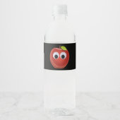 Grappige rode appel met Googly Eyes Waterfles Etiket (Voorkant)