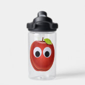 Grappige rode appel met waterfles met ogen (Achterkant)