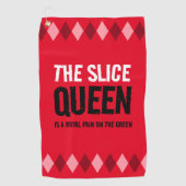 Grappige Rode Argyle De Slice Queen ... Golfhanddoek (Voorkant)