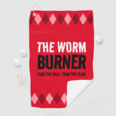 Grappige rode Argyle de wormbrander ... Golfhanddoek (Insitu)