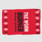Grappige rode Argyle de wormbrander ... Golfhanddoek (Horizontaal)