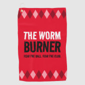 Grappige rode Argyle de wormbrander ... Golfhanddoek (Voorkant)