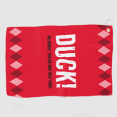 Grappige Rode Argyle Duck! Golfhanddoek (Horizontaal)