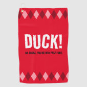 Grappige Rode Argyle Duck! Golfhanddoek (Voorkant)
