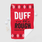 Grappige rode Argyle Duff in de ruwe Golfhanddoek (Insitu)