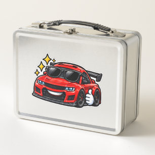 Grappige Rode Auto Liefhebber Lunchbox