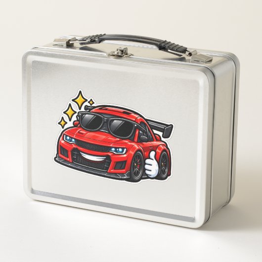 Grappige Rode Auto Liefhebber Lunchbox (Voorkant)