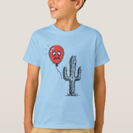 Grappige Rode Ballon Drijft Nabij Stekelige Cactus T-shirt