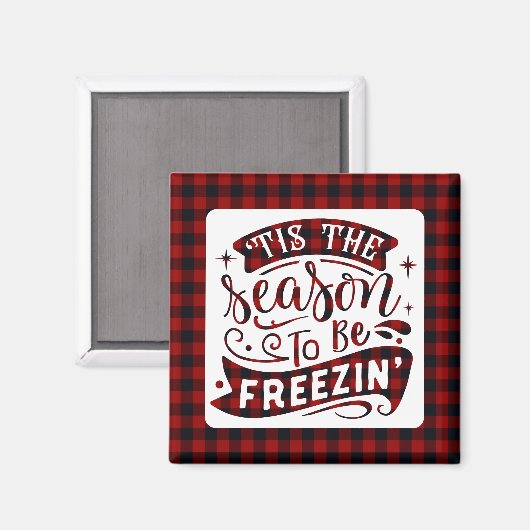 Grappige Rode Buffel Plaid Dit Seizoen Kerst Magneet (Voorkant / Achterkant)