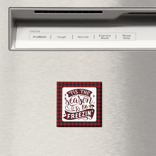 Grappige Rode Buffel Plaid Dit Seizoen Kerst Magneet (Insitu (Vaatwasser))