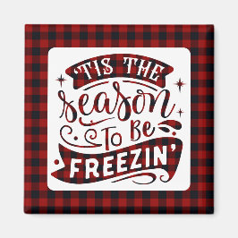 Grappige Rode Buffel Plaid Dit Seizoen Kerst Magneet