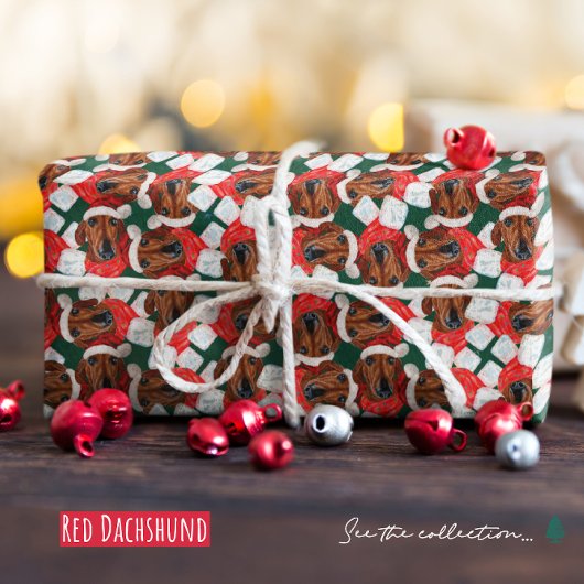Grappige rode dashond kerstpatroon cadeaupapier