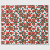 Grappige rode dashond kerstpatroon cadeaupapier (Vlak)